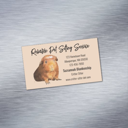 Adorable Brown Guinea Schweinefleisch Foto Sitzeck Magnetische Visitenkarte (Beispiel)