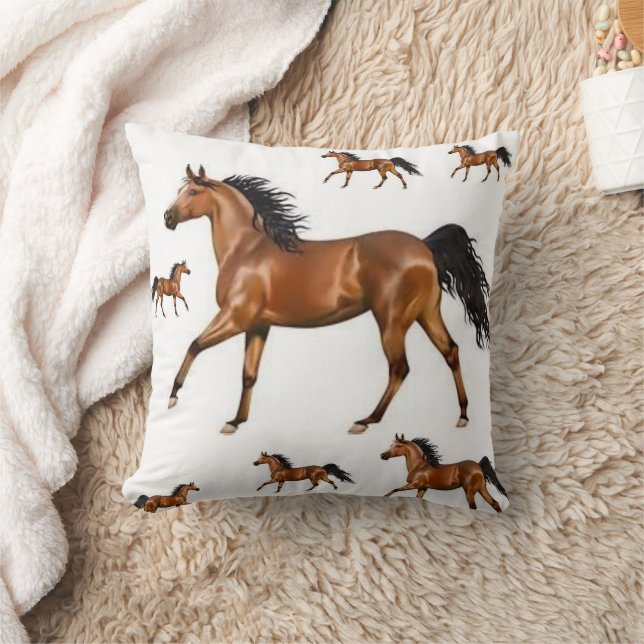 Adorable Brown Shinny Horse Throw Pillow  Kissen (Decke)