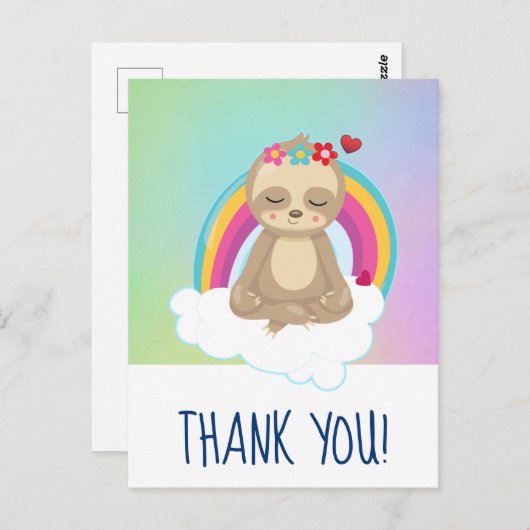 Adorable Brown Sloth Meditation friedlich Postkarte (Vorne/Hinten)