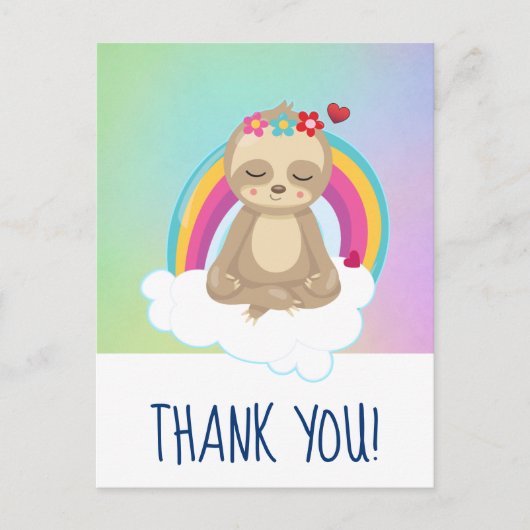 Adorable Brown Sloth Meditation friedlich Postkarte (Vorderseite)