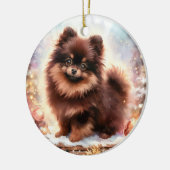 Adorable Brown Spitz Wasserfarbe Weihnachten Keramik Ornament (Links)