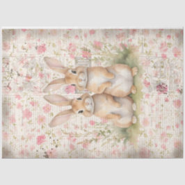 Adorable Brown Spring Hütte Bunnies Decoupage Seidenpapier