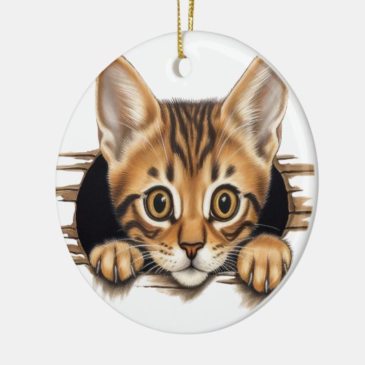 ADORABLE BROWN STRIPED TABBY KITTEN KERAMIK ORNAMENT (Links)