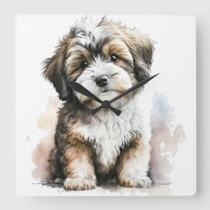 ADORABLE BROWN & WHITE HAVANESE PUPPY HUND QUADRATISCHE WANDUHR