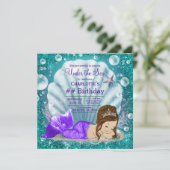 Adorable Brünette Meerjungfrau Einladung (Stehend Vorderseite)