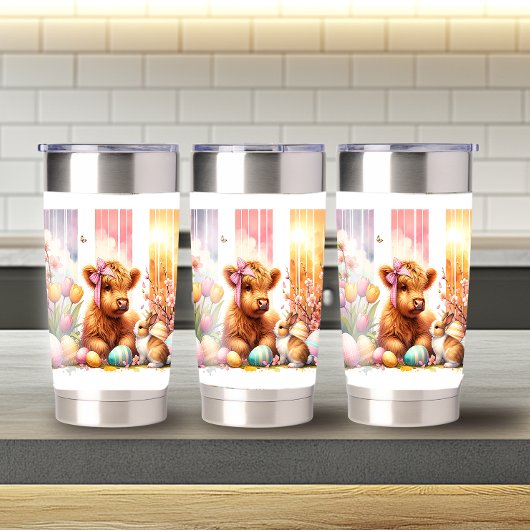 Adorable Brushstroke Osterhochland Kuh 20oz Thermobecher