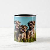 Adorable Brussels Griffon Welppies Zweifarbige Tasse (Mittel)