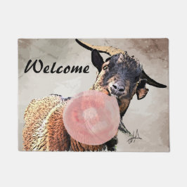 Adorable Bubblegum Billy Goat Welcome DoorMat Fußmatte