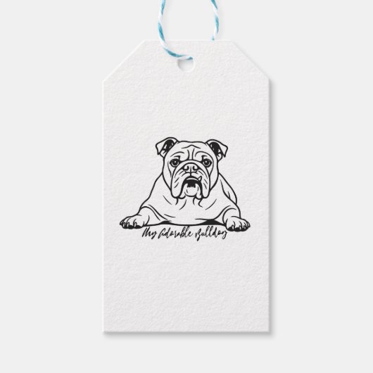 Adorable Bulldog Geschenkanhänger (Vorderseite)