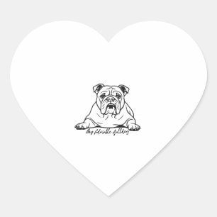 Adorable Bulldog Herz-Aufkleber