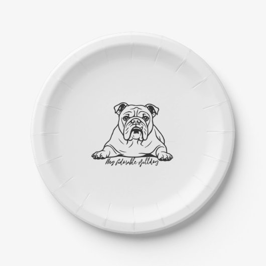 Adorable Bulldog Pappteller (Vorderseite)