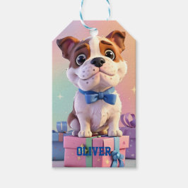Adorable Bulldog Puppy Pastel Farben und Geschenke Geschenkanhänger