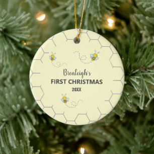 Adorable Bumble Bee Erste Weihnachtsfeier Custom K Keramik Ornament