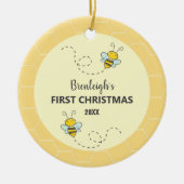Adorable Bumble Bee Erste Weihnachtsfeier Custom K Keramik Ornament (Vorne)