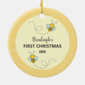 Adorable Bumble Bee Erste Weihnachtsfeier Custom K Keramik Ornament (Hinten)