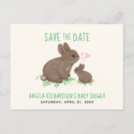 Adorable Bunnies Babydusche Save the Date Ankündigungspostkarte