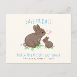 Adorable Bunnies Boy Babydusche Save the Date Ankündigungspostkarte