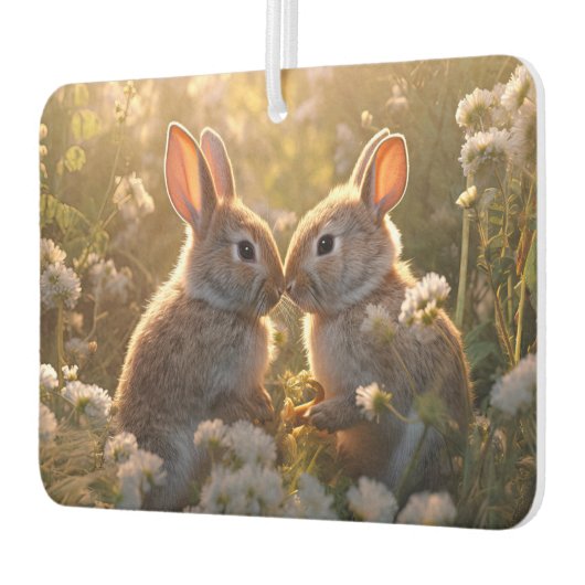 Adorable Bunnies im Frühlingswiese-Design Autolufterfrischer (Links)