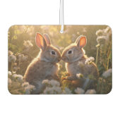 Adorable Bunnies im Frühlingswiese-Design Autolufterfrischer (Vorderseite)