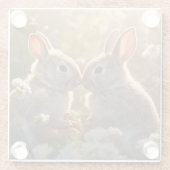 Adorable Bunnies im Frühlingswiese-Design Glasuntersetzer (Rückseite)
