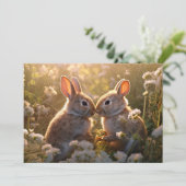 Adorable Bunnies im Frühlingswiese-Design Karte (Stehend Vorderseite)