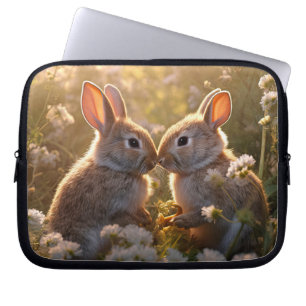 Adorable Bunnies im Frühlingswiese-Design Laptopschutzhülle