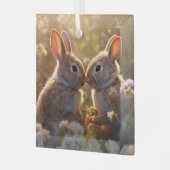 Adorable Bunnies im Frühlingswiese-Design Ornament Aus Glas (Vorderseite links)