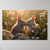 Adorable Bunnies im Frühlingswiese-Design Poster (Vorne)
