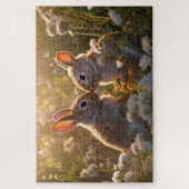 Adorable Bunnies im Frühlingswiese-Design Puzzle (Vertikal)