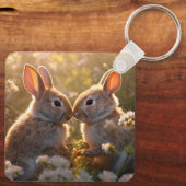 Adorable Bunnies im Frühlingswiese-Design Schlüsselanhänger (Rückseite)