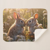 Adorable Bunnies im Frühlingswiese-Design Sherpadecke (Vorderseite (Horizontal))