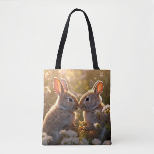 Adorable Bunnies im Frühlingswiese-Design Tasche