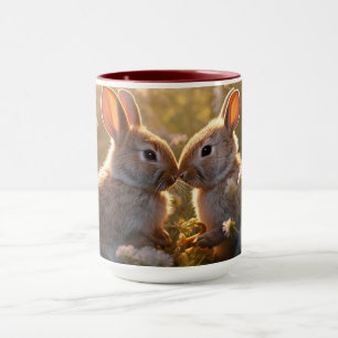 Adorable Bunnies im Frühlingswiese-Design Tasse