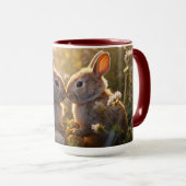 Adorable Bunnies im Frühlingswiese-Design Tasse (VorderseiteRechts)