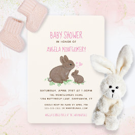 Adorable Bunnies mit Hearts Girl Babydusche Einladung