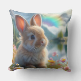 Adorable Bunny an einem verzauberten See Kissen