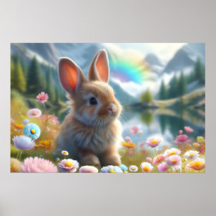 Adorable Bunny an einem verzauberten See Poster
