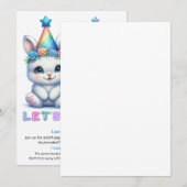 Adorable Bunny Birthday Einladung - Blauer Glitzer (Vorne/Hinten)
