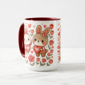 Adorable Bunny Couple Love Mug Tasse (Vorderseite Links)