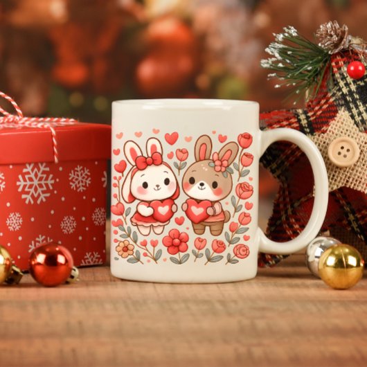 Adorable Bunny Couple Love Mug Tasse