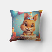 Adorable Bunny feiert Geburtstag mit Kuchen Kissen (Rückseite)