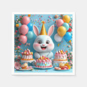 Adorable Bunny feiert Geburtstag Serviette (Vorderseite)