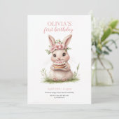 Adorable Bunny First Geburtstag Einladung 🎀 🐰 (Stehend Vorderseite)