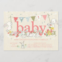 Adorable Bunny Girls Baby Dusche Einladung