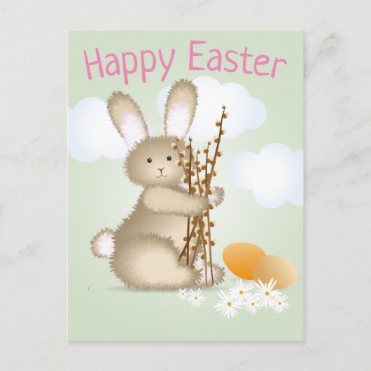 Adorable Bunny Happy Oaster Postkarte (Vorderseite)