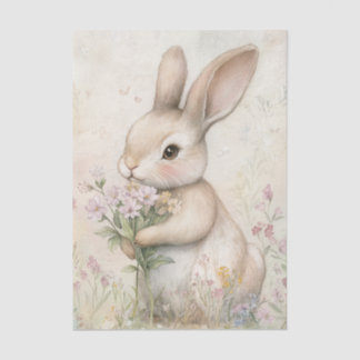 Adorable Bunny Holding a Bouquet of Wildflowers Seidenpapier
