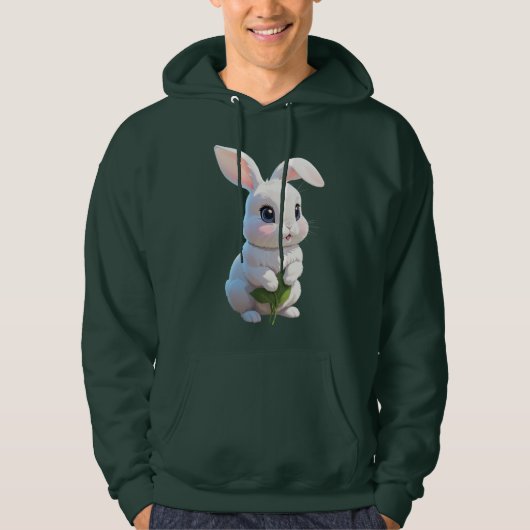 Adorable Bunny Hoodie Cute White Rabbit Design (Vorderseite)