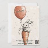 Adorable Bunny mit Ballon individuell anpassbar Ge Einladung (Rückseite)