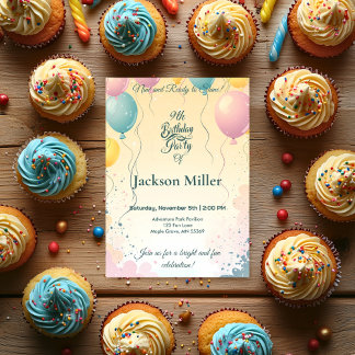 Adorable Bunny mit Ballon individuell anpassbar Ge Einladung