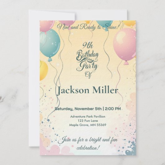 Adorable Bunny mit Ballon individuell anpassbar Ge Einladung (Vorderseite)